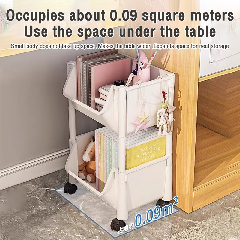 ขยายและหนาขึ้น ชั้นวางของพลาสติก มาพร้อมกับล้อ รถเข็นเก็บของเ ชั้นวางหนังสือมินิมอล ชั้นวางของพลาสติก - รูปที่ 2