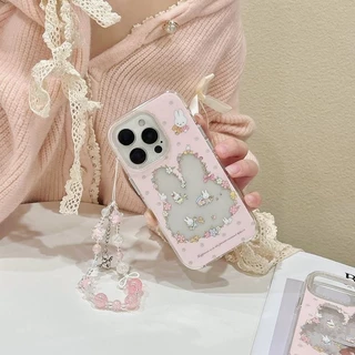 การ์ตูนน่ารักกระต่ายน้อยสีสันดอกไม้ เคส IPhone 11 14 16 17 15 12 13 Pro Max 8Plus X 7Plus XR 15 14 Plus XS Max SE2020