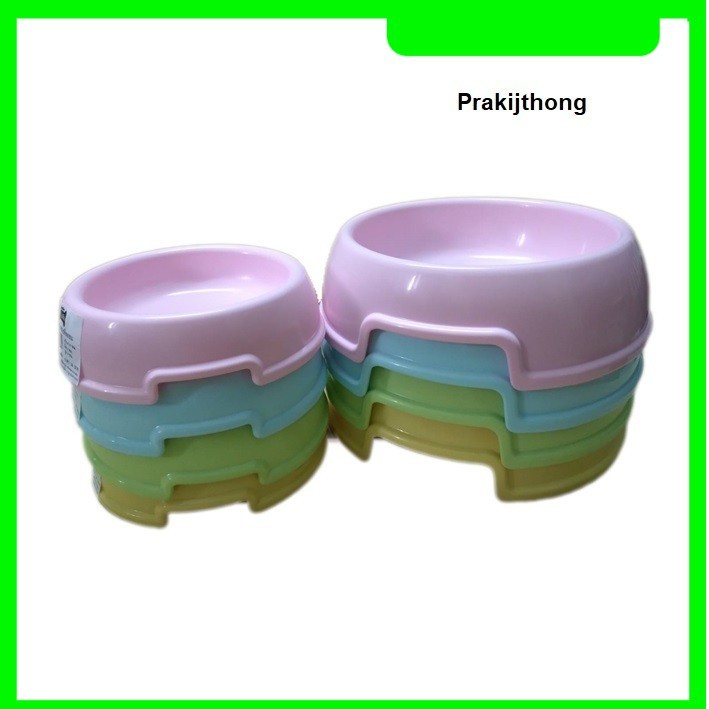 ชามพลาสติก Bokdok ใส่อาหารสัตว์ หลากสี สุนัข แมว และสัตว์เลี้ยง ขนาด 15 x 5 CM