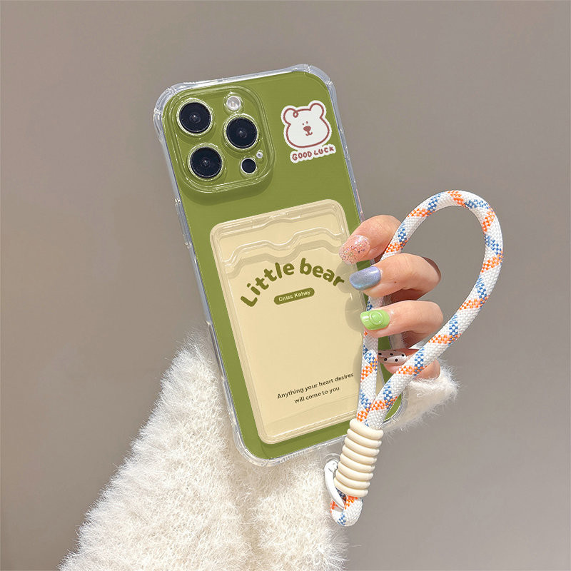 สายรัดข้อมือ Lanyard Card Bag Slot สําหรับ iPhone 16E 16 X XR 14 15 11 12 13 Mini Pro Xs Max 6s 6 7 