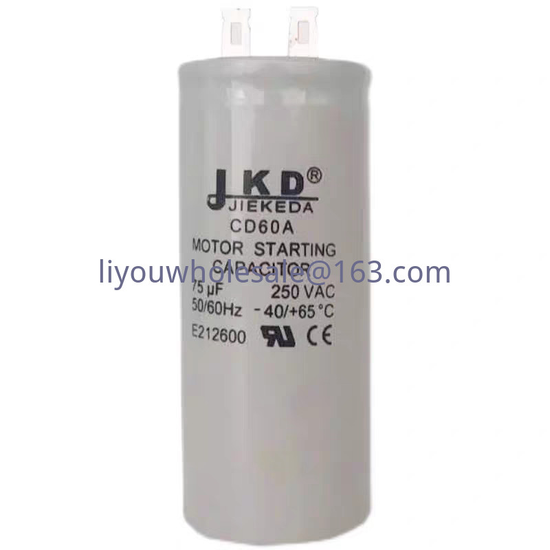 JKD AC Motor Starter Capacitor Single Phase Starter Capacitor CD60A 100-120UF 280V 75UF 250V 100UF 2
