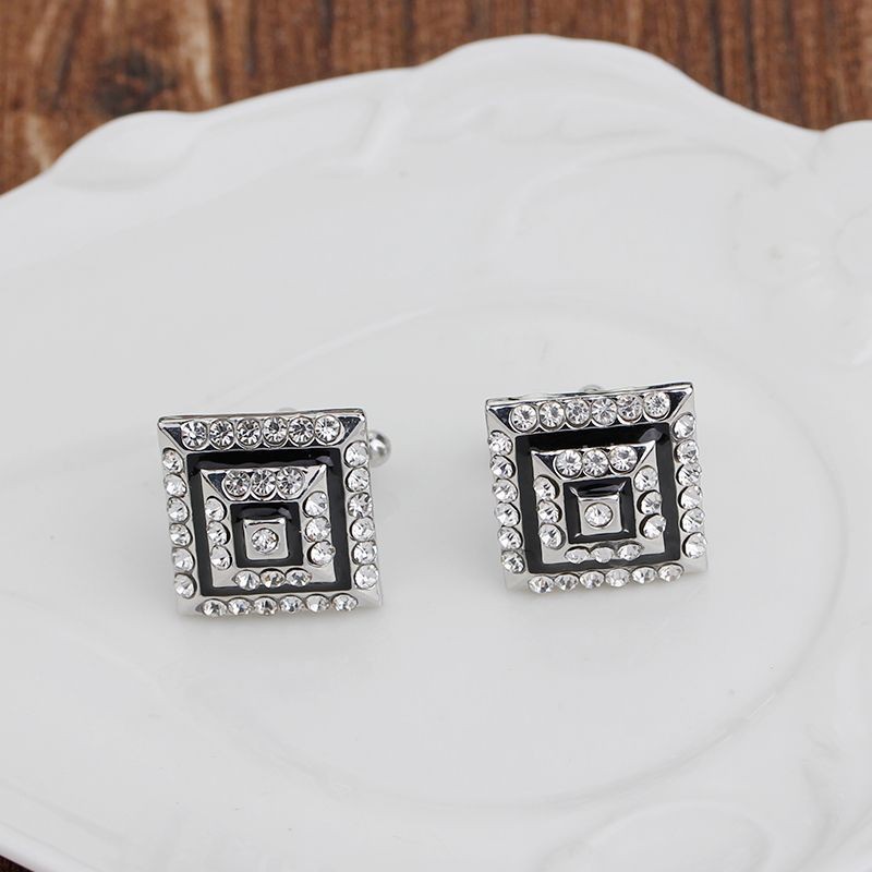 Geometric Mens French Shirt Diamond Square Cufflink Accessories 424E
