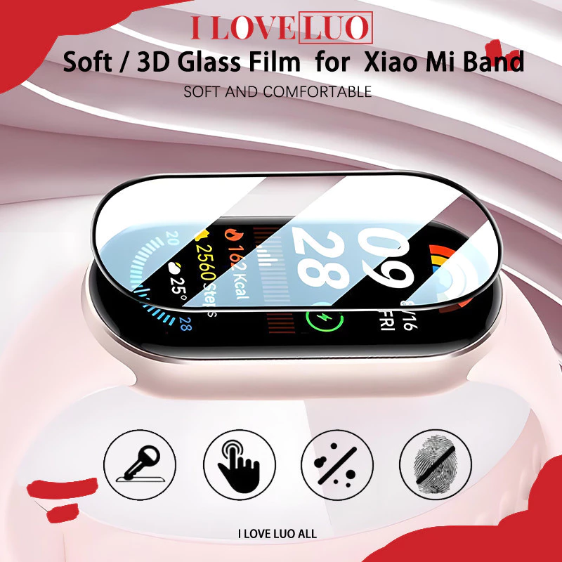 3D Curved /Tempered Glass Film for Xiaomi Mi Band 10/9/8 NFC Hydrogel Soft Screen Protector Accessories