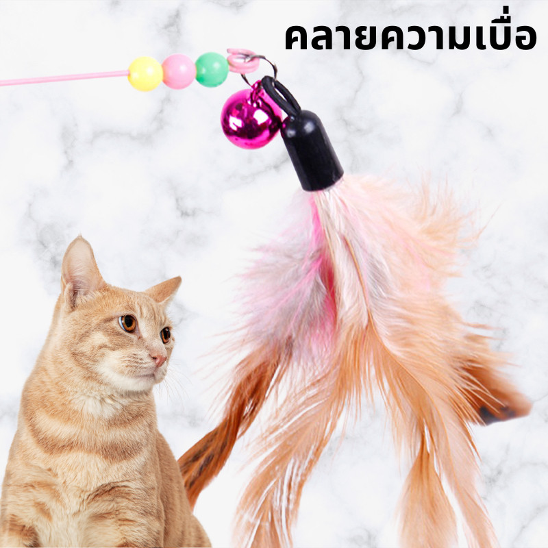 🔥พร้อมส่งในไทย✨ไม้ล่อแมว ไม้ตกแมว ของเล่นแมว ไม้ตบแมว มีกระดิ่ง/ ไม้แมว ขอเล่นแมว ไม้แมว ยาวสุด ไม้ตกแมวขนนก - รูปที่ 4