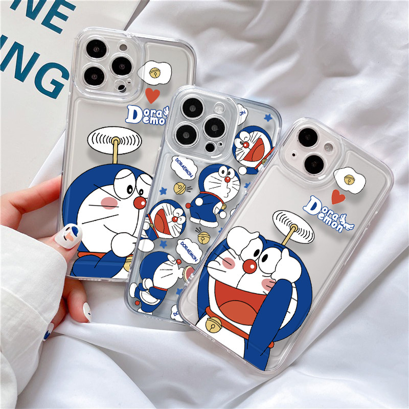การ์ตูนโดราเอมอนเคสโทรศัพท์สําหรับRealme C1 C2 C11 C12 C25 C15 C17 C20 C21 C21Y C25Y C30 C30S C33 C35 C51 C53 C55 C63 C61 C67 กันกระแทกปกหลังโปร่งใส