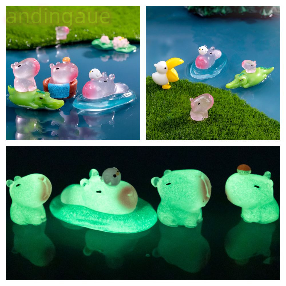 อันดาเนะ รูปปั้นคาปิบาระเรืองแสง,การ์ตูนเรซิ่นรูปคาปิบาระขนาดเล็ก,น่ารักไมโครภูมิทัศน์ฉากรุ่นตุ๊กตาตกแต่งมินิสัตว์หุ่นพรรคเทศกาล