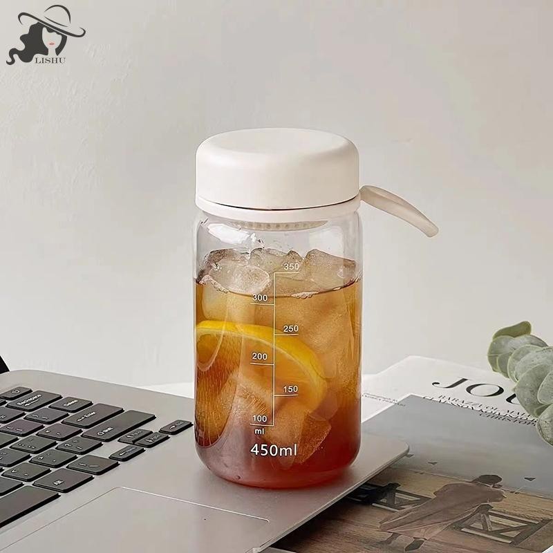 Lishu 450ml ขวดน้ําพลาสติก Leakproof ถ้วยน้ําแบบพกพานักเรียน Simple ขวดชากาแฟถ้วยชา Infuser ฤดูร้อน Drinkware th