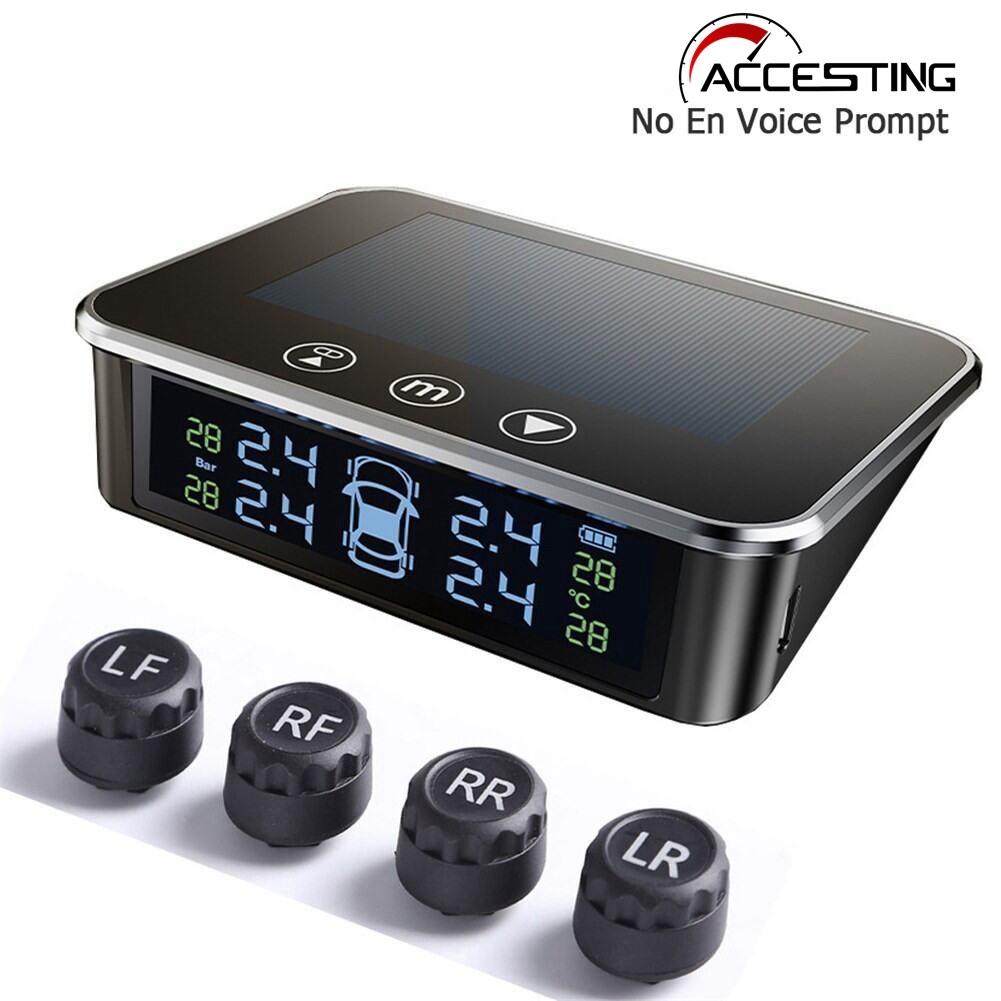 ไร้สายรถ TPMS พลังงานแสงอาทิตย์ TPMS ยางอุณหภูมิ Monitor รถ TPMS Auto Security Alarm ระบบ