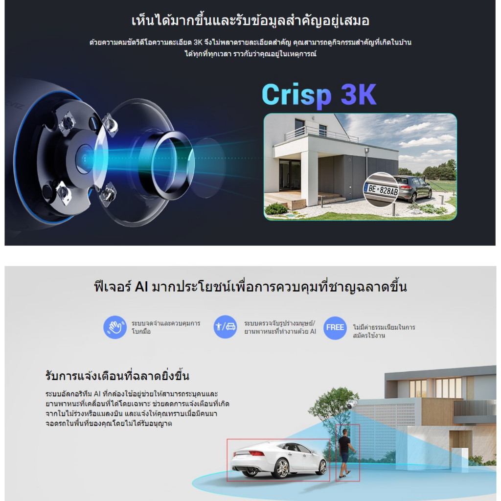 EZVIZ H3 5MP WI-FI SMART HOME CAMERA กล้องวงจรปิดภายนอก (CS-H3-R100-1J5WKFL)