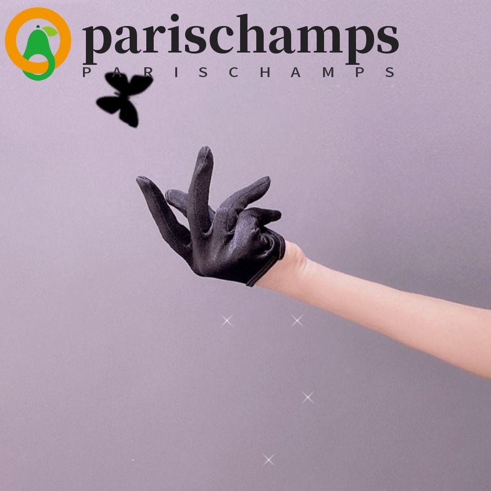 Parischamps Half Palm Gloves Harajuku Gothic Stage Performance Gloves ถุงมือคอสเพลย์ถุงมือเต้นรําถุงมือปาร์ตี้ถุงมือซาติน