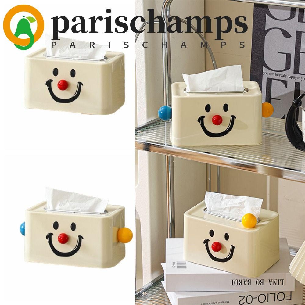 กล่องกระดาษทิชชู่ตัวตลก PARISCHAMPS, ที่ใส่กระดาษน่ารักที่สร้างสรรค์, ของขวัญพลาสติกหน้าตัวตลกผ้าคลุมโซฟาที่ทนทานในครัวเรือน