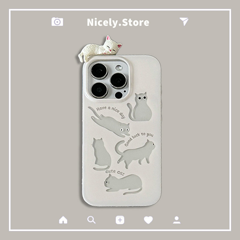 3d น่ารัก Hollow Out Cat เคสโทรศัพท์สําหรับ iPhone 15 14 13 12 Pro Max 11 15Pro 14Promax IMD Dirt ทนมือถือฝาหลัง