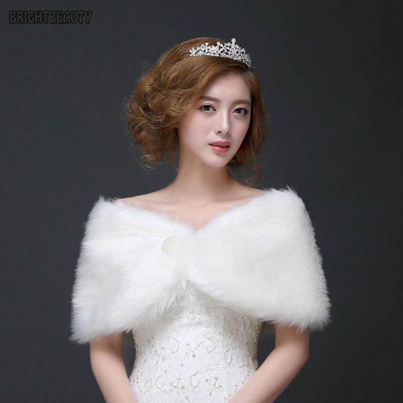 Brightbeauty ผู้หญิงสีขาวสีงานแต่งงานเสื้อคลุมเจ้าสาวฤดูหนาว Warm แฟชั่น Elegant Plush Wrap ผ้าคลุมไหล่สําหรับเจ้าสาว Cheongsam Coat อุปกรณ์เสริม TH