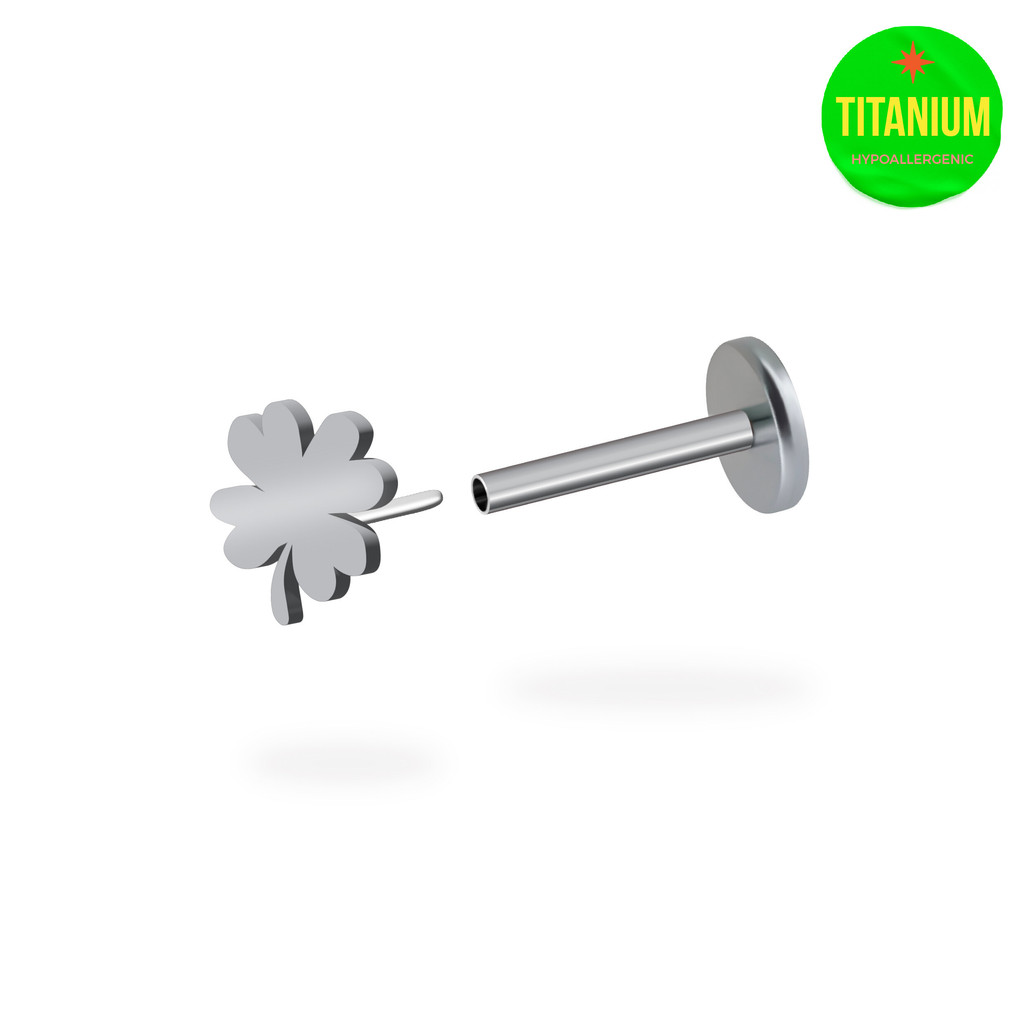 Lucky Clover Titanium Flatback Earring (1ชิ้น)