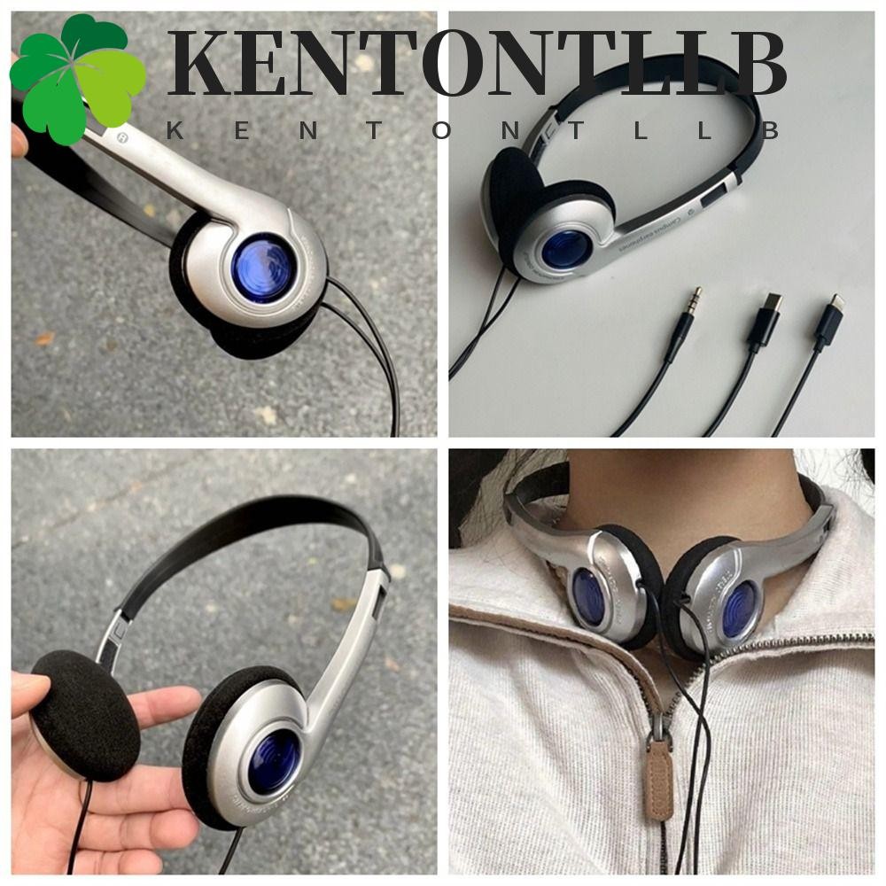 Kentontllb ชุดหูฟังย้อนยุค, หูฟัง Over Ear Millennium Wind Y2K, เอียร์บัดวินเทจคลาสสิก 3.5 มม.หูฟังแบบมีสายกลางแจ้ง Mp3