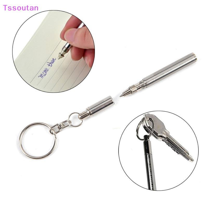 [TSST] Telescoping แบบพกพาปากกาโลหะแหวนกุญแจสแตนเลสพวงกุญแจของขวัญ TAN