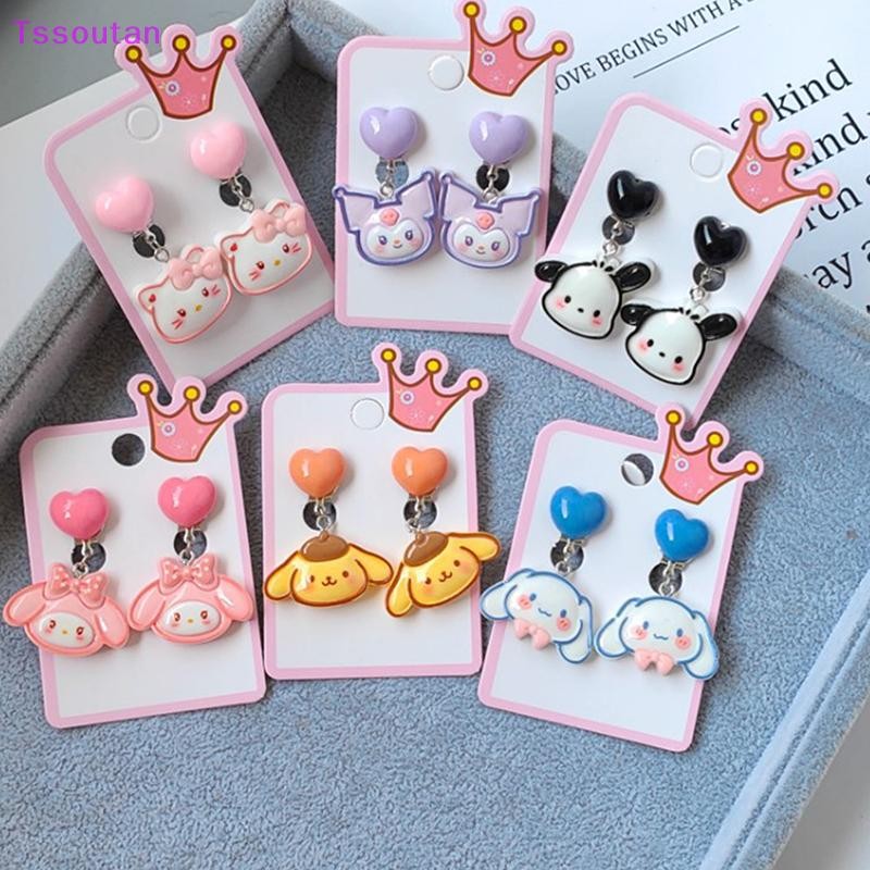[TSST] Sanrio Hello Kitty การ์ตูนน่ารักสาวหวานคลิปหูสร้างสรรค์ประณีตจี้ต่างหูเครื่องประดับของขวัญ TAN