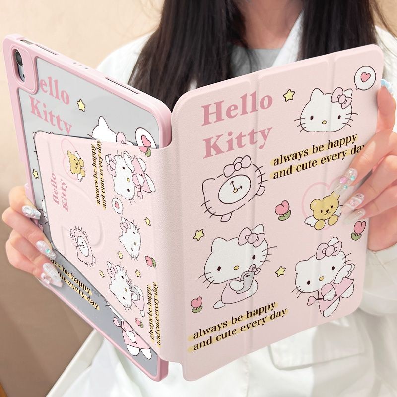 สําหรับ ipad ipad10 กรณี air5 Hello Kitty 9.7 "อะคริลิคหมุนได้ pro11 ใหม่ air6 ลมน่ารัก 9 รุ่น