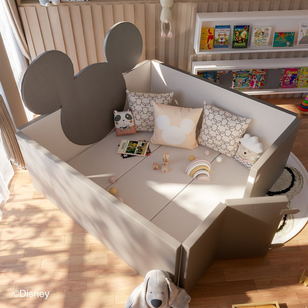 SB Design Square เฟอร์นิเจอร์เด็ก DISNEY รุ่น MICKEY-KIDS สีเทาอ่อน (169x168x93 ซม.)  แบรนด์ KONCEPT