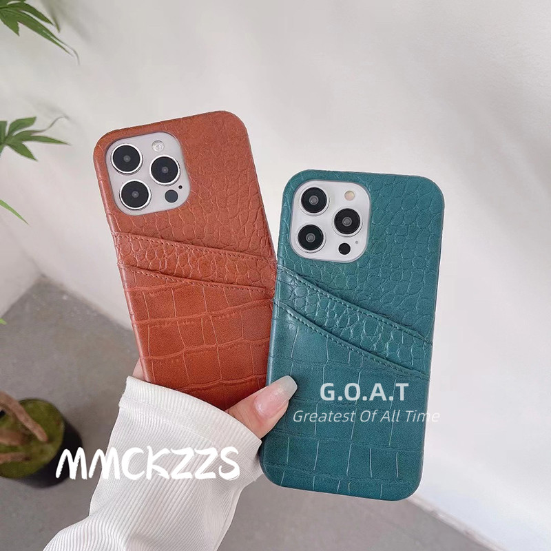 Fast shipping หนังขั้นสูงสีตัดกัน iPhone 16 15 14 12 13 11 Pro max iPhone 8 7 Plus xs max xr card case card holder card ใส่การ์ด 12 simple สีชมพู รุ่นใหม่