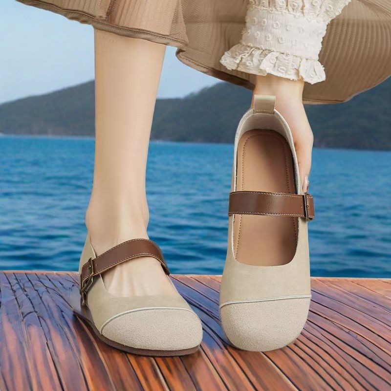 รองเท้าหนังขนาดเล็ก Soft-Soled Peas รองเท้า Anti-Slip Slip-On เวอร์ชั่นเกาหลี Baotou