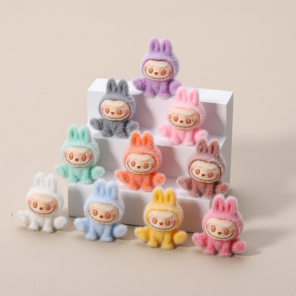 10 ชิ้นกํามะหยี่โยคะ Labubu 3D เรซิ่น Charms สําหรับ DIY (4-344