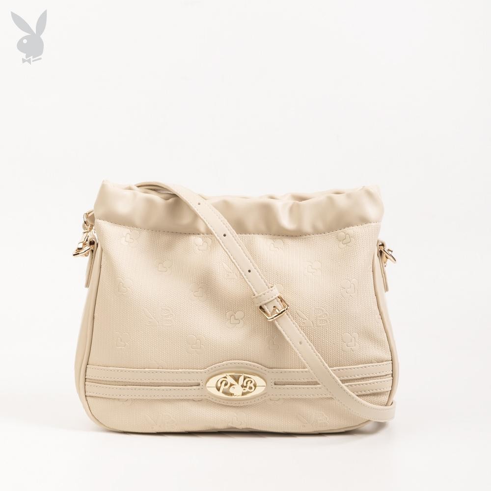 Playboy รุ่น Clovy Bag กระเป๋าสะพายข้างผู้หญิง รหัส ST-B243PB582 ดีไซน์ทรง Hobo Bag มี2สี สีIvory White และ Olive Green