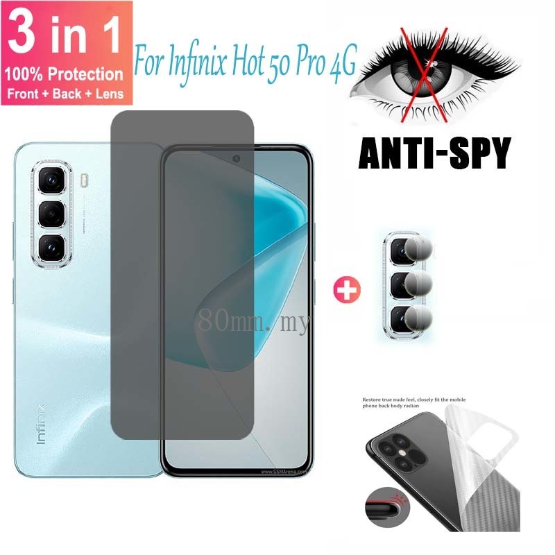 ฟิล์ม infinix Hot 50 Pro 4G ฟิล์ม ป้องกันสายลับป้องกันหน้าจอ ฟิล์ม สำหรับ Infinix Hot 50 40 Pro 30 50i 40i 30i 4G 5G ฟิล์มกระจกป้องกันเลนส์กล้องฟิล์มด้านหลัง