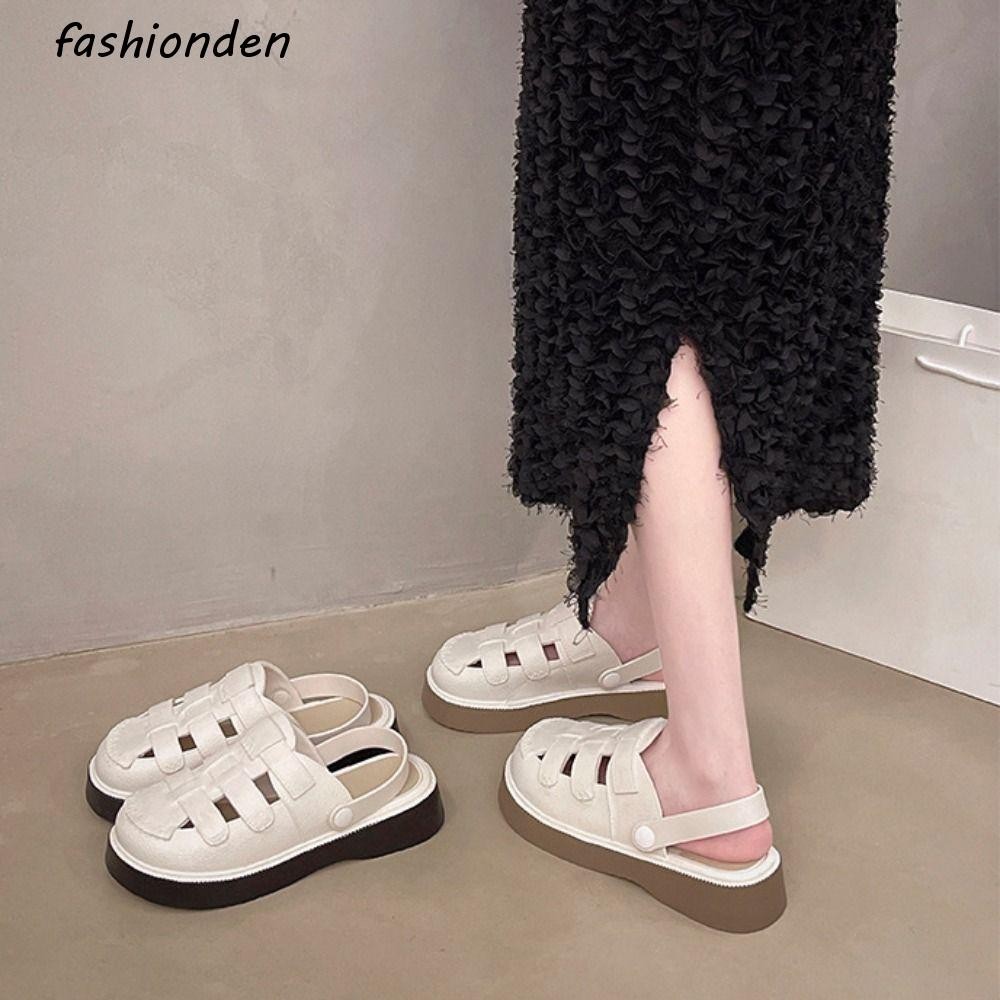 Fashionden รองเท้าแตะโรมัน,หวาน PU Waved Covered-toe Sandals,Breathable Gladiatorสายรัดข้อเท้ารองเท้าลําลองรองเท้าแตะผู้หญิงหญิง