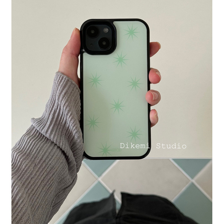ดาราเกาหลี Ins Small Pure and Fresh and Contracted Aqua Green Soft Edge Case for Iphone16promax/15pro/13/12/11/14pro เคสโทรศัพท์