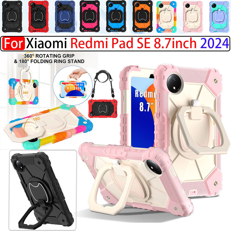 สําหรับ Xiaomi Redmi Pad SE 8.7 นิ้ว 4G 2024 360° หมุนแบบพกพา Handle Stand Holder case Kids Safe Hea