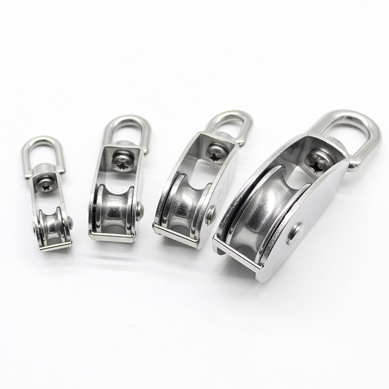 รอกเชือกสแตนเลส หัวรอกล้อหมุน ขนาด 15/20/25 มม. #AD-0008