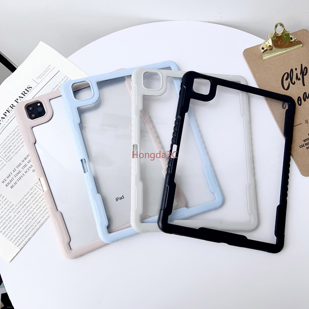 พร้อมช่องเสียบปากกาสําหรับipad Pro Mini 7 2024 11 นิ้ว 2022 10.2 9th 8th 7thแท็บเล็ตปลอกสําหรับiPad Air11 2024 Air 6th 5 4 3Pro 10.5 Mini6 TPU Softกรอบอะคริลิคโปร่งใสฝาครอบ