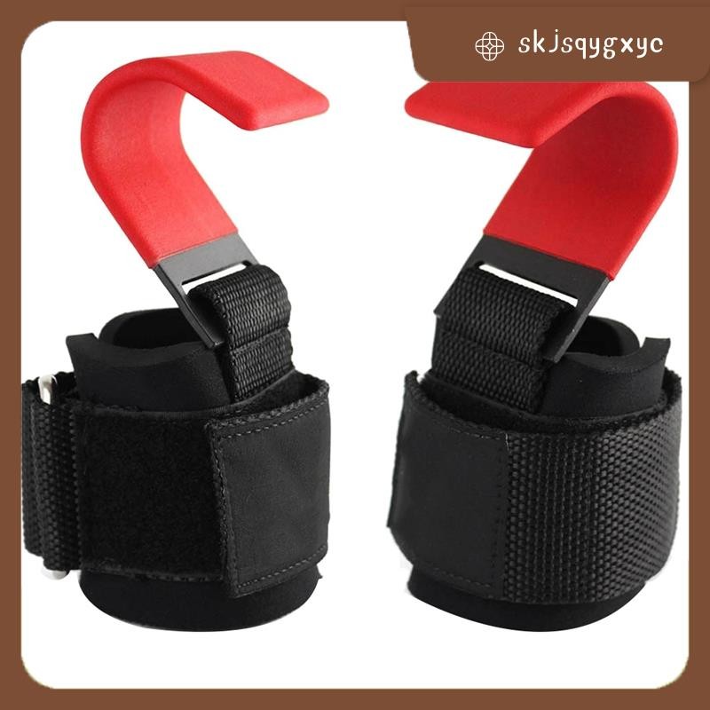 skjsqygxycWeight Lifting Hook Grips พร้อมข้อมือ Wraps Gym Fitness Hook Weight Strap Pull-Ups Lifting