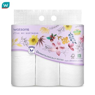 Watsons วัตสัน กระดาษชำระ แบบม้วน แพ็ค 6 ม้วน .