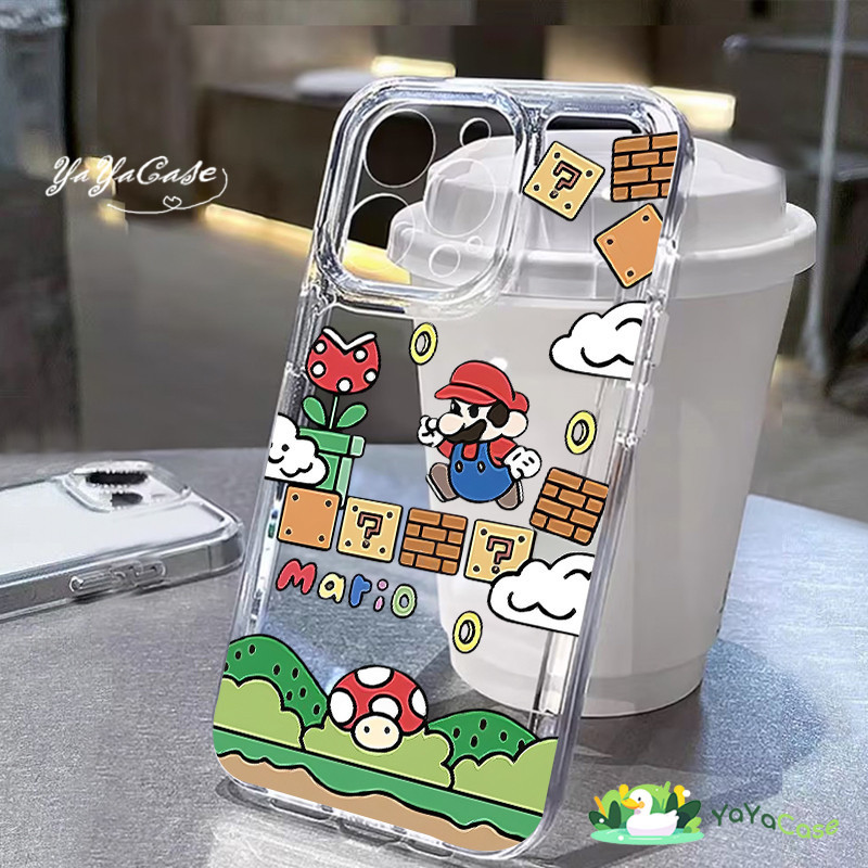 สำหรับ iPhone11 16 13 Case For เคสไอโฟน15 14 12 PRO MAX 7 8 PLUS X XR XS MAX Super Mario TPUกรณีโทรศัพท์ซิลิโคนใสหรูหรา