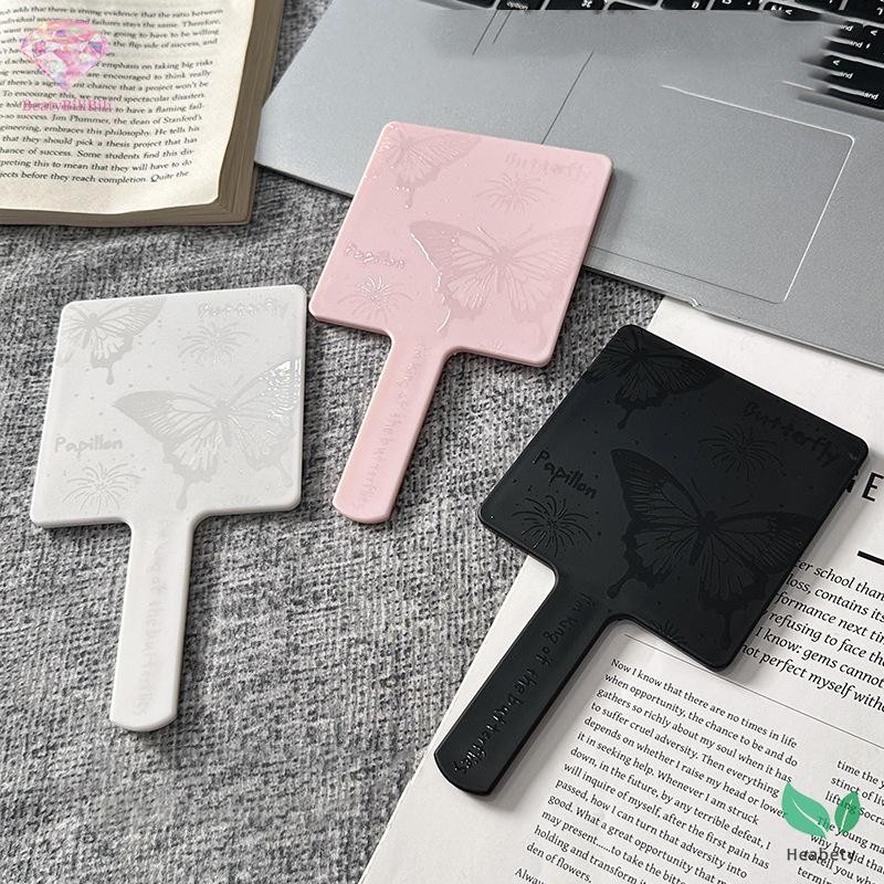 Heabety Vintage Square Butterfly กระจกโต๊ะเครื่องแป้งมือถือ Ellipse ABS กระจกแต่งหน้า SPA Salon แต่งหน้ากระจกมือเครื่องมือเครื่องสําอางใหม่