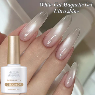 BORN PRETTY Cat Eyes Magnetic Gel Polish Moonlight White Shining Silver กึ่งถาวร UV Gel 10ml