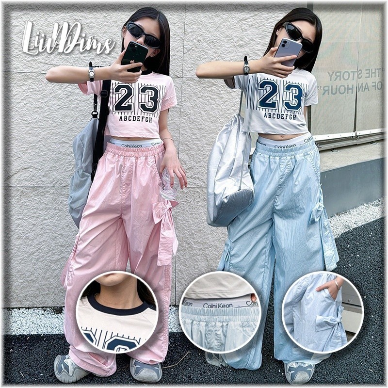 Liv Dims สาวหวานและเย็นแขนสั้นเสื้อยืดหลวมเสื้อผ้าเด็กใหม่สองชิ้นชุดอินเทรนด์เย็นฮิปฮอปแจ๊สชุด