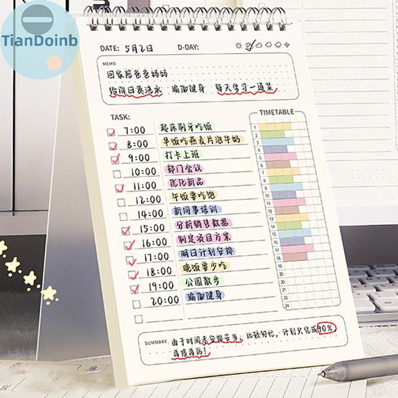 Tianye 80Sheeps Simple Planner Agenda Spiral Notebook Schedule Planner หนา Daily Notepad สํานักงานอุปกรณ์การเรียนเครื่องเขียนนักเรียน TH
