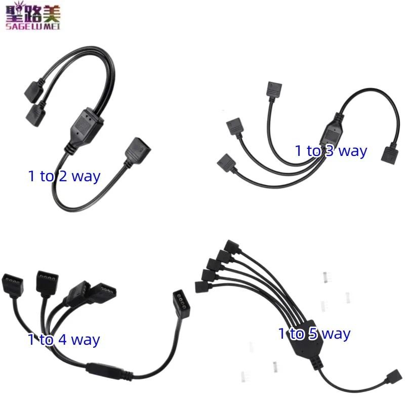 1 ถึง 2 3 4 5Way Spliter 4PIN RGB สายหญิงชาย DC12V Y-Shape ขยายสายไฟสําหรับ 5050 2835 Led RGB Light Strip