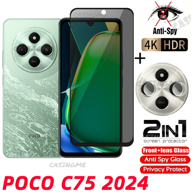 Poco C75 2024 กระจกนิรภัยส่วนตัว Anti-Spy คลุมทั้งหมดปกป้องหน้าจอ Anti Peek ฟิล์มความเป็นส่วนตัวสําห