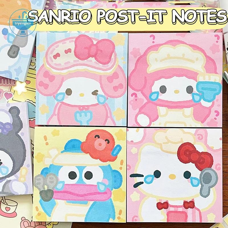 SANRIO [trysingoin] 50แผ่น/หนังสือการ์ตูนอะนิเมะsanrio Hello Kitty Sticky Note Self-Adhesive Tearable Pad Memorandaเครื่องเขียนสํานักงานอุปกรณ์การเรียนTH