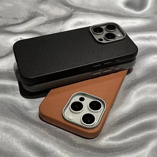 หรูหรา Matte หนังสําหรับ iPhone 16 15 Pro Max 16e 14 13 12 11 Pro X XS Max XR 7 8 Plus SE2020 เลนส์ป้องกันกันกระแทก