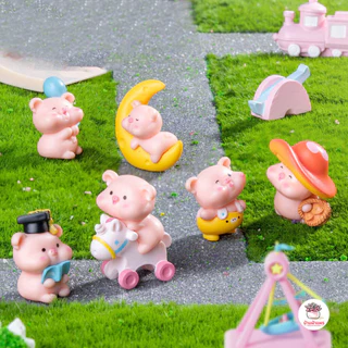 หมูสวนสนุก [ เซต 6 ชิ้น ] ตุ๊กตาจิ๋ว โมเดลจิ๋ว แต่งสวน ตุ๊กตาแต่งสวนจิ๋ว ตุ๊กตาจัดสวนถาด