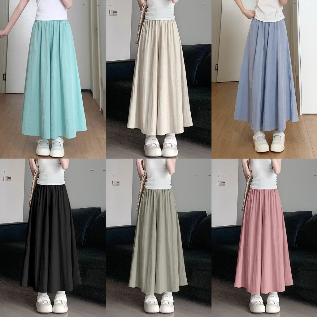 7 สี กางเกงขากว้าง สำหรับผู้หญิงเอวสูงกระชับสัดส่วนกระโปรงทรงเอเอวสูงกระชับสัดส่วนกางเกงลำลองขากว้างเล็กกระทัดรัด