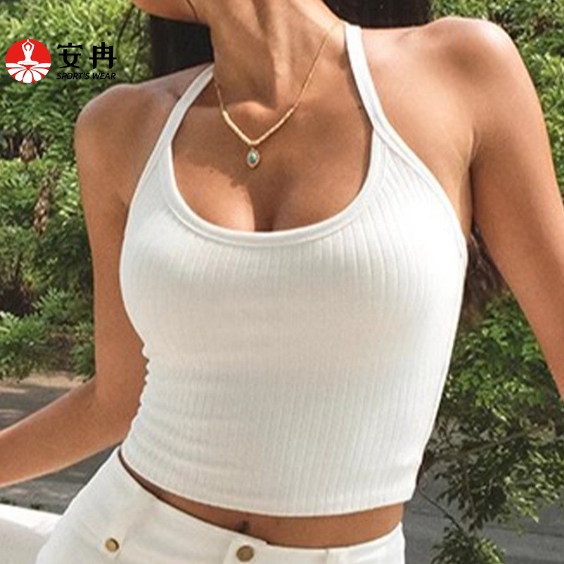 AnranSports Braเซ็กซี่backless Halter Moisture Wicking Slim Braโยคะพิลาทิส