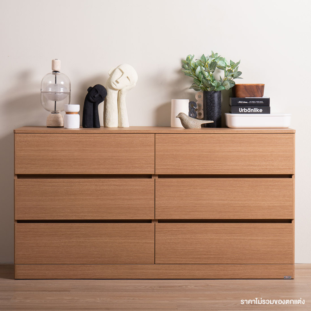 Koncept Furniture ตู้เตี้ยลิ้นชัก รุ่น Timbur สีไม้อ่อน (150x44x80 ซม.) แบรนด์ KONCEPT FURNITURE