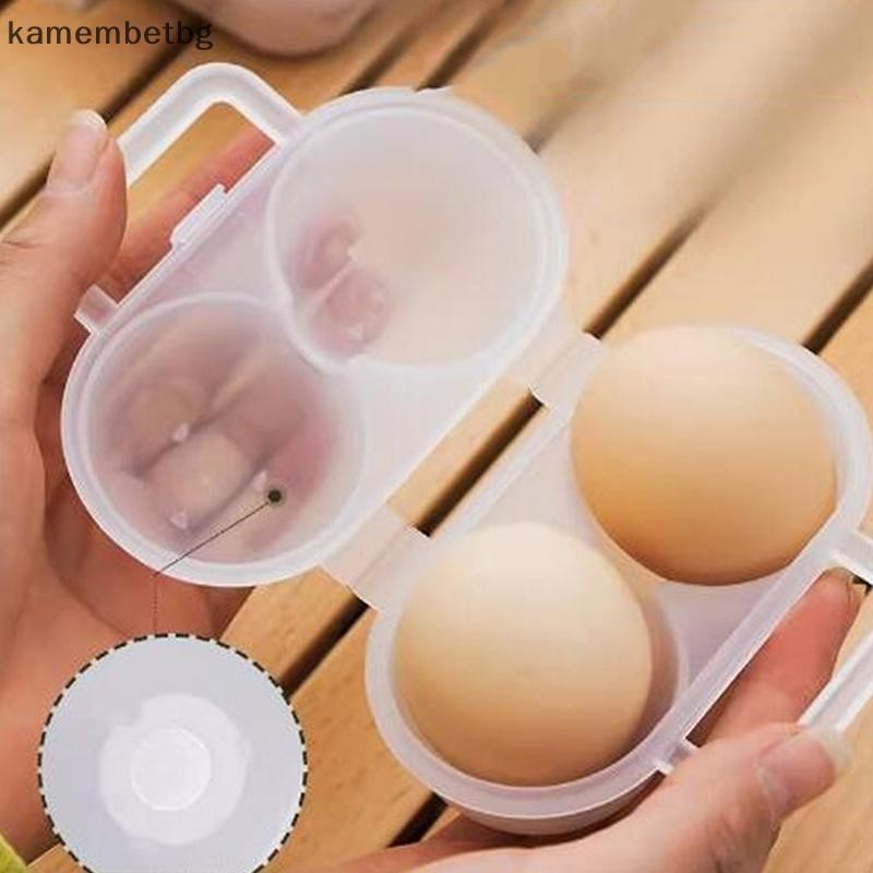 Kamembetbg 1 ชิ้น 2 เซลล์กลางแจ้งแบบพกพากล่องไข่พลาสติกถาดไข่ตู้เย็นกล่องเก็บไข่ Shock- ดูดซับและ Anti Drop ไข่ Lounge TH