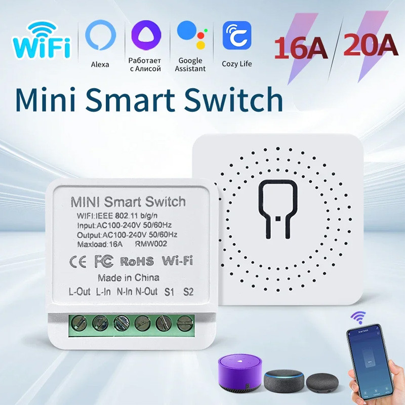 16a Wifi สวิทช์สมาร์ท 2-Way DIY สวิทช์ Circuit Breaker จับเวลาสนับสนุน Alexa Маруся Google Home Alice SmartThings สมาร์ทโฮม